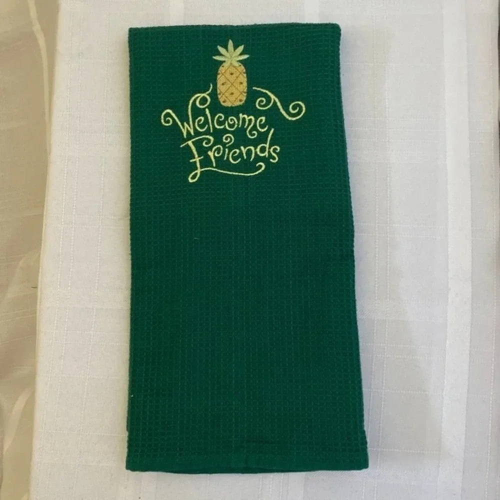 Kitchen Towel Welcome Friends Waffle Weave